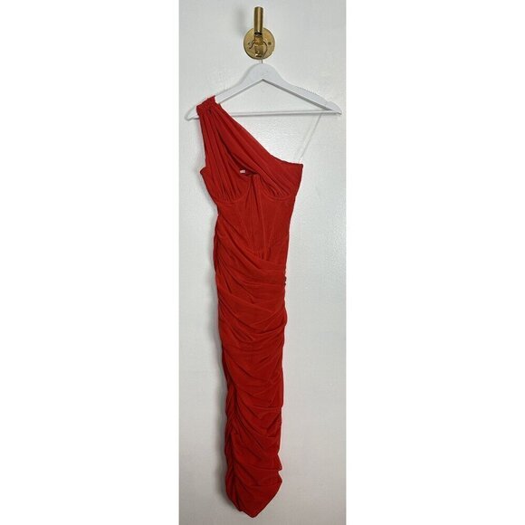 HOUSE OF CB Valentina Asymmetric Cutout One-Shoulder Midi Dress Scarlet X-Small - Picture 6 of 15
